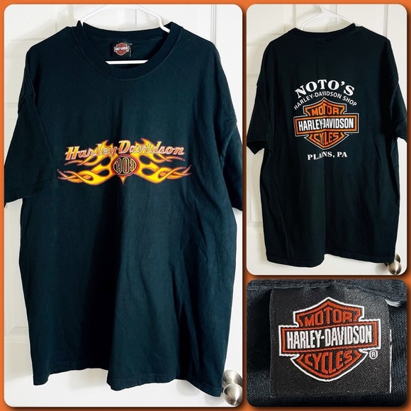 HARLEY DAVIDSON Motorcycle Black Short Sleeve T-Shirt - 2X - Picture 1 of 5